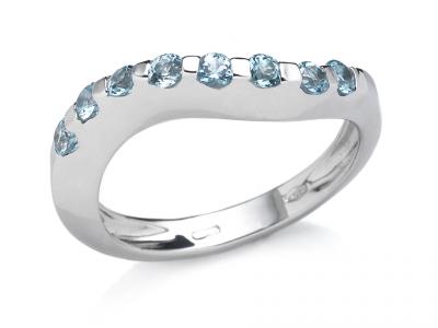 Anello Oro Bianco e Zirconi Azzurro